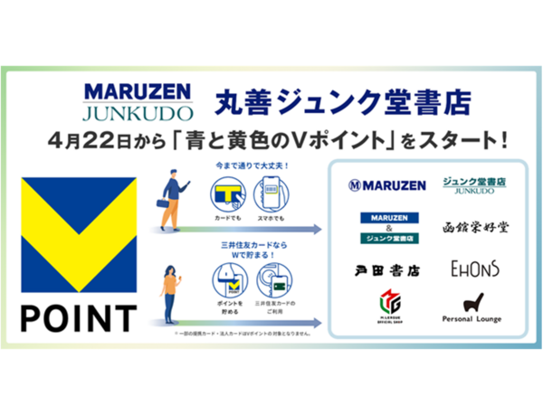 4月22日から丸善ジュンク堂書店で「青と黄色のVポイント」を開始