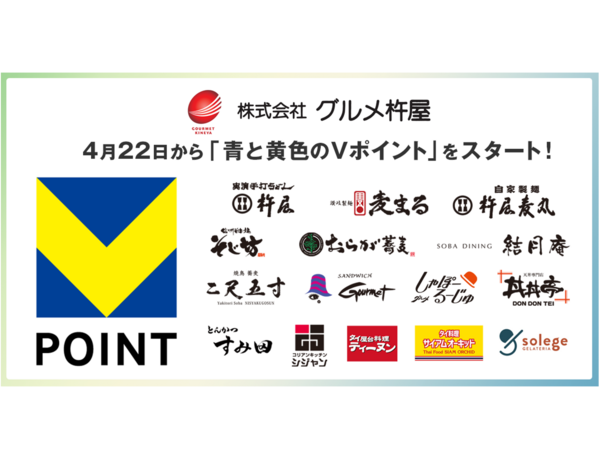 4月22日からグルメ杵屋で「青と黄色のVポイント」を開始