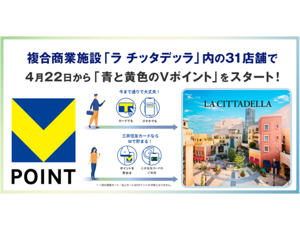 4月22日から「ラ チッタデッラ」で「青と黄色のVポイント」を開始
